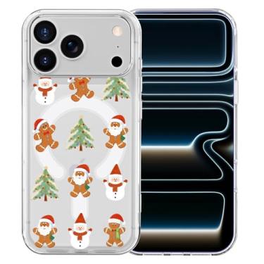 Imagem de MAYCARI Capa para iPhone 15 Pro Max, linda capa de celular magnética transparente para papai de gengibre de Natal, compatível com MagSafe, capa protetora transparente à prova de choque para mulheres e