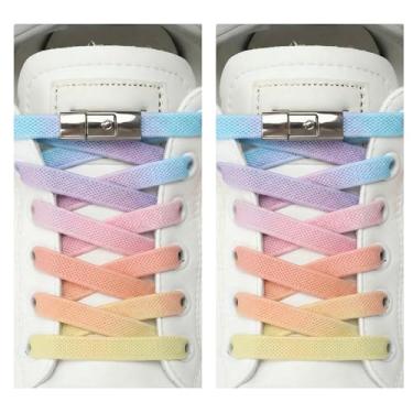 Imagem de KJML DIY Cadarços elásticos sem gravata para adultos, cadarços para tênis, sem amarrar, cadarços para crianças, cadarços elásticos sem cadarço, Rosa colorido, elastic shoe laces