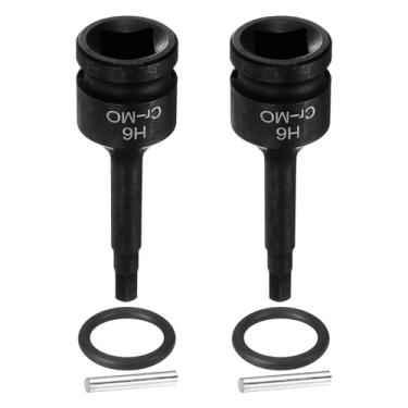 Imagem de HARFINGTON 2 soquetes hexagonais de impacto de 1/5.1 cm 6 mm métrico CR-MO aço 6 pontos soquetes com pino contrapino para adaptador de furadeira elétrica