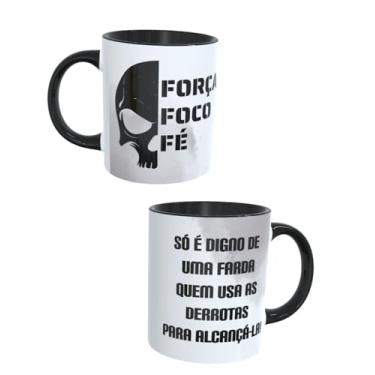 Imagem de Caneca Motivacional Farda 340ml em Porcelana Premium | “Só é Digno de uma Farda Quem Usa as Derrotas para Alcançá-la” | Presente Inspirador Militar e Concursos (PRETO)