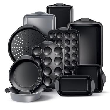 Imagem de Country Kitchen Conjunto De Assadeiras Antiaderentes Empilháveis - Duráveis E Fáceis Remover, Cinza, 10 Peças