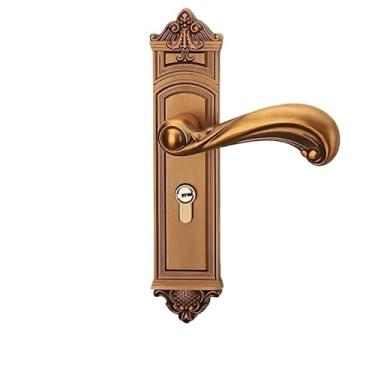 Imagem de Fechadura de porta antiga interna liga de zinco maçanetas de madeira maciça ferragem preta fechadura de porta de apartamento hardware fechadura de encaixe (D_50 mm)