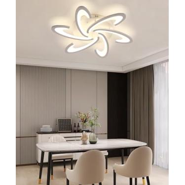 Imagem de Luminária de teto LED com luz dimerizável para quarto, lustre de teto moderno com controle remoto, luminária preta para sala de estar, escritórios, corredores, cafés, luz próxima ao teto (Br