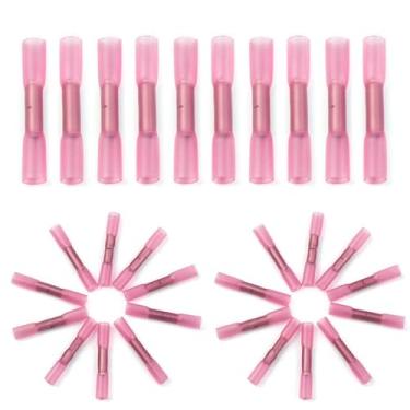 Imagem de Conector termorretrátil de 22-18 AWG totalmente isolado 100 peças kit de conector de terminal vermelho crimpagem de extremidade de fio elétrico para automóvel