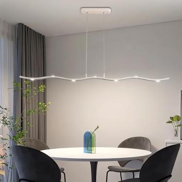 Imagem de Luminária pendente LED dourada moderna para ilha de cozinha, lustre branco com altura ajustável para quarto, luminária dimerizável para sala de estar, luminária pendente preta para mesa de j