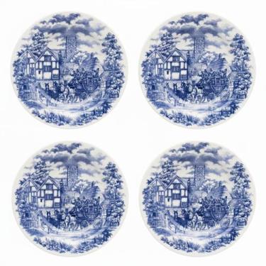 Imagem de Kit Jogo 4 Pratos Fundos Biona Cena Inglesa em Cerâmica Decorada 21,5 