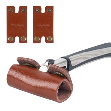 Imagem de Pacote com 2 capas protetoras de couro legítimo compatível com Gillette Vector, bainha de proteção de cabeça de lâmina dupla, capa de viagem para barbear