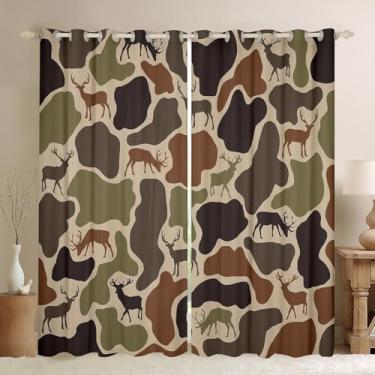 Imagem de Erosebridal Cortinas blackout camufladas de veado camuflagem caça veado cortinas para sala de estar quarto verde militar militar camuflagem janela tratamentos país caçador vida selvagem cortinas 2