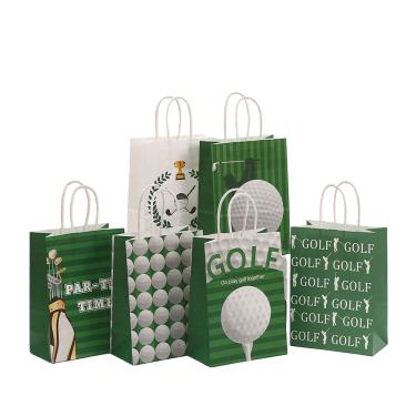 Imagem de Sacola de presente Kraft Paper Golf Theme, pacote com 12 unidades, 15x8x21cm