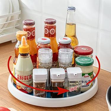 Imagem de Organizador de Temperos Rotativo 360 Estante Acessórios Cozinha Bandeja Rotativa Bolas Aço Inoxidável Superfície Grande Rotação Fácil