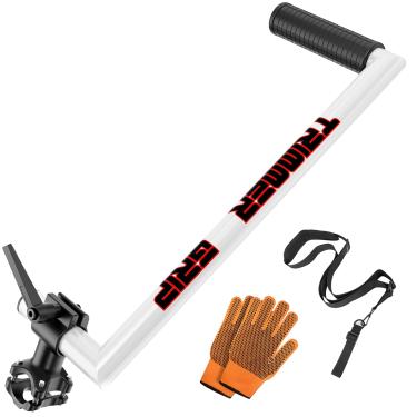 Imagem de NFie Alça de comedor de ervas daninhas atualizada, protetor traseiro de extensão de cabo de aparador de cordas, aderência ergonômica com alça de ombro ajustável e luvas para cuidados com o gramado