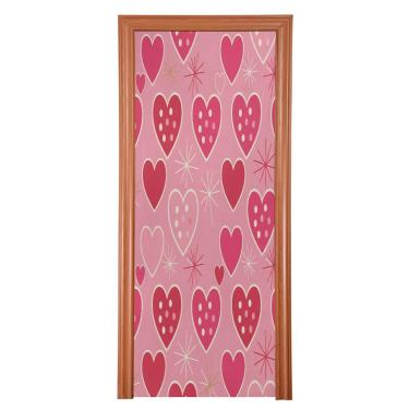 Imagem de ATTX Capa para porta da frente do dia dos namorados com coração de amor - tecido elástico lavável decoração de férias para festas, casa, decoração de porta da frente, 36 x 98 polegadas (818)