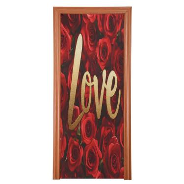 Imagem de ATTX Capa para porta da frente do dia dos namorados - decoração de férias de tecido elástico lavável para festas, casa, decoração de porta da frente, 314 x 98 polegadas (314)