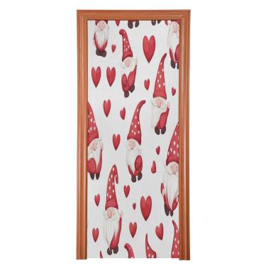 Imagem de ATTX Capa de porta da frente do dia dos namorados coração - decoração de férias de tecido elástico lavável para festas, casa, decoração de porta da frente, 36 x 98 polegadas (462)