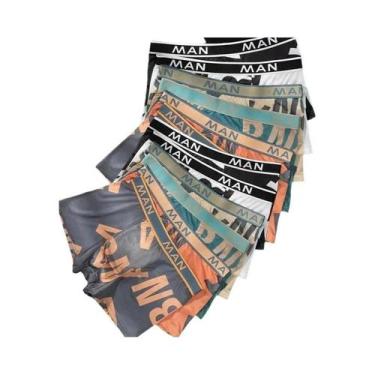 Imagem de Cuecas Masculinas plus Size 12PCS Moda Para Meninos Com Estampa De Let