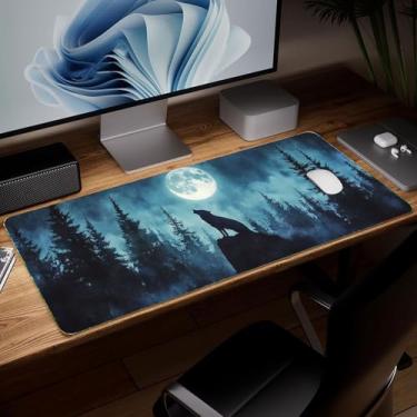 Imagem de Tapete de mesa de couro animal, mouse pad de arte colorida grande teclado de computador mousepad para jogos à prova d'água protetor e capa de mesa, tapete de mouse decorativo de couro PU para laptop