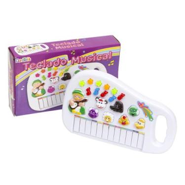 Imagem de Piano Musical Infantil Bebê Criança Animais Branco Divertido - Dutetoy