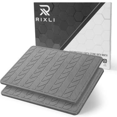 Imagem de RIXLI Tapete de banho de pedra de terra diatomácea | Tapete de banho de pedra GG ecológico 45 x 61 cm. Tapete de banheiro de secagem instantânea com lixa e almofadas. Multiuso, balcão de cozinha e