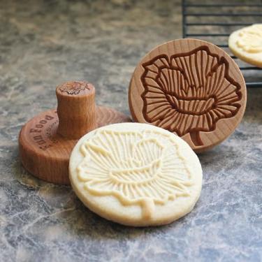 Imagem de Fun Food Tools, Carimbo de biscoito de madeira, 6 cm (flor de papoula CS-124)