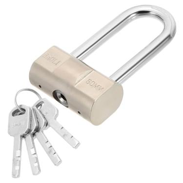 Imagem de PATIKIL Fechaduras resistentes de 60 mm, cadeado de alta segurança de liga de aço com 4 chaves para janela de porta de armazenamento de contêiner de transporte de armazém (H: 109 mm