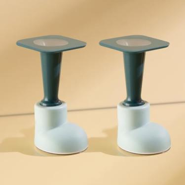 Imagem de Pacote com 2 batentes de porta de borracha, autoadesivo bonito em forma de bota, sem batente de porta magnético, suporte de porta de casa não precisa perfurar trava de porta, azul