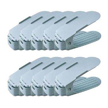 Imagem de HHHJQFAAT Empilhador de sapatos, 10 peças de sapateira ajustável, organizador de sapatos de melhor estabilidade, empilhador de sapatos, economia de espaço, antiderrapante (cor: C) (A)