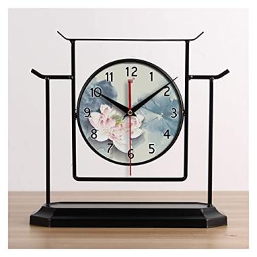Imagem de U5GAAALPPQ9 Relógio de mesa, relógio de mesa, relógio de mesa, novos relógios de estilo chinês, decoração para casa, sala de estar, ornamentos, relógio retro, relógio de secretária decorativo de 30 cm