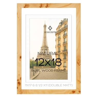 Imagem de Concepts Pacote de porta-retratos de madeira Burl de 30 x 45 cm com dupla camada (28 x 43 cm e 21 x 27 cm), acabamento natural, embalagem ecológica – Decoração elegante para fotos de família