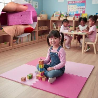 Imagem de Kit 4 Placas Tapete Tatame EVA 50x50cm 20mm 8 Bordas Emborrachado Exer