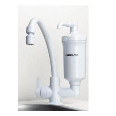 Imagem de Torneira Filtro Bica Móvel Bancada Branca 1/4V Refil Extra Hidrofiltro