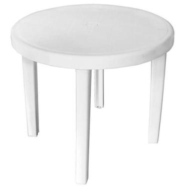Imagem de Mesa Plástica Redonda Desmontável Branca - jsn