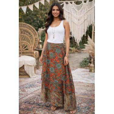 Imagem de Saia Longa Indiano Envelope Dupla Face Várias Formas De Uso Tamanho:Un