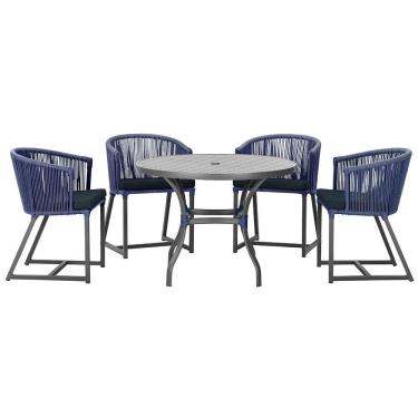 Imagem de Mesa Com 4 Cadeiras E Noronha Estofado 12 Trama Original Azul