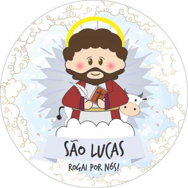 Imagem de Painel de Lona Redondo Santinhos Católicos São Lucas - Fabrika De Fest