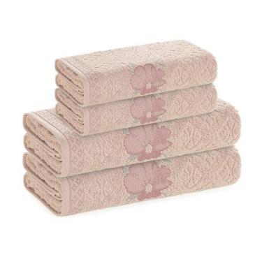 Imagem de Kit Jogo De Toalhas Karsten 4 Peças Banho e Rosto Yuna Fio Cardado, Ro