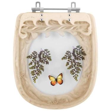 Imagem de Acento Sanitário Acrílico Decorada Sabatini Bege para vaso Icasa 6lpf 