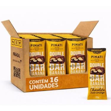 Imagem de Kit 16 PINATI Double Bar Banana Amendoim Chocolate 35g Vegan - Pinati 