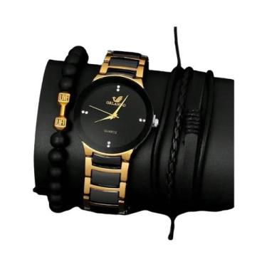 Imagem de 3 peças relógio de quartzo personalizado masculino com pulseira, pulse