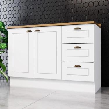 Imagem de Balcão de Cozinha com Tampo Henn Americana 120cm 2 Portas Clássico, Br