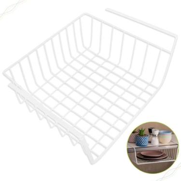 Imagem de Cesto Organizador Suspenso de Prateleira Armário Escritório Cozinha Ca