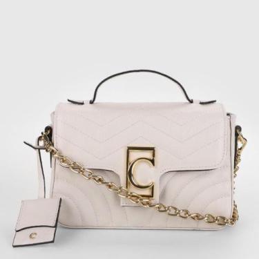 Imagem de Bolsa Cecconello Flap Corrente Feminina, Único, Off white