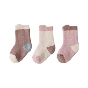 Imagem de Meias Grossas E Quentes Para Bebês Meninas E Meninos, Conjunto De 3 Pa