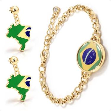 Imagem de Kit Brinco e Pulseira Brasil na Copa do Mundo Ouro Premium - Granado A