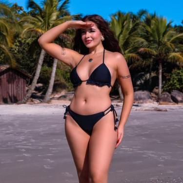 Imagem de Biquini Cortininha Com Calcinha Fio Duplo, Preto - Naykle, Preto, GG