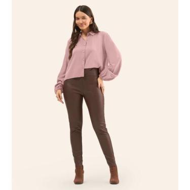 Imagem de Camisa Manga Longa Feminina Em Viscose Rovitex Rosa, G, Rosa