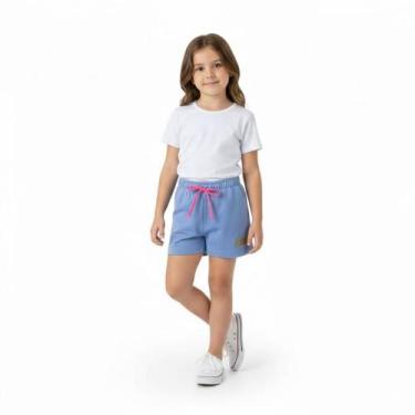 Imagem de Shorts Infantil Menina com Aplique Arrumadinhos, Azul, 04