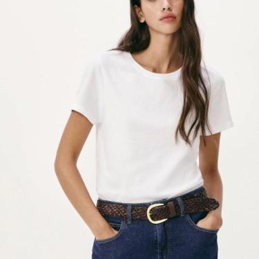 Imagem de Camiseta Slim Hering Básica Feminina 0241, Branco, P