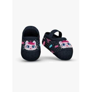Imagem de Meia Bebê Sapatilha Puket Gatinha Paris Algodão Elástico Confortável A