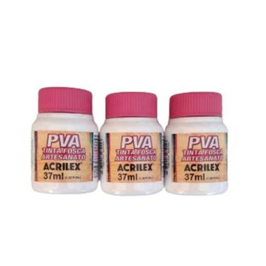 Imagem de 3 tinta pva fosca branca 37ml para artesanatos acrilex