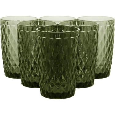 Imagem de Conjunto de 6 Copos Long Drink Verde de Vidro Elegante 370ml - Nh